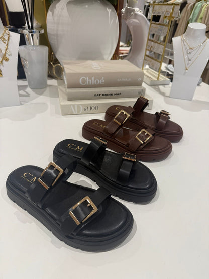 Chunky Sole Double Buckle Sandal (2 Colours)