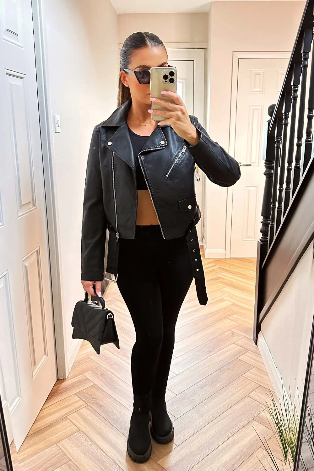 Faux Leather Jacket Black