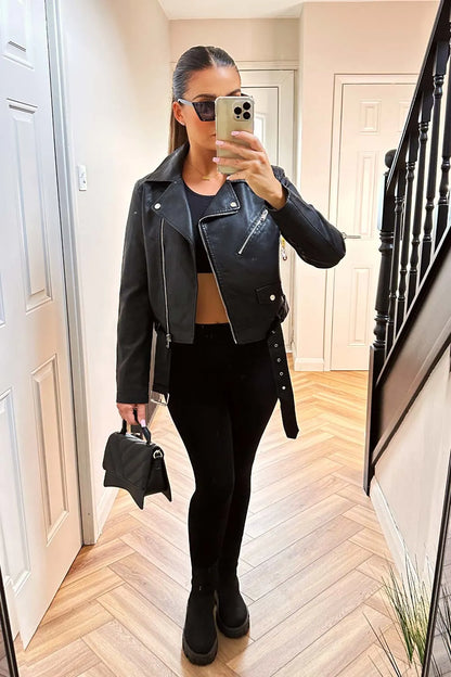 Faux Leather Jacket Black