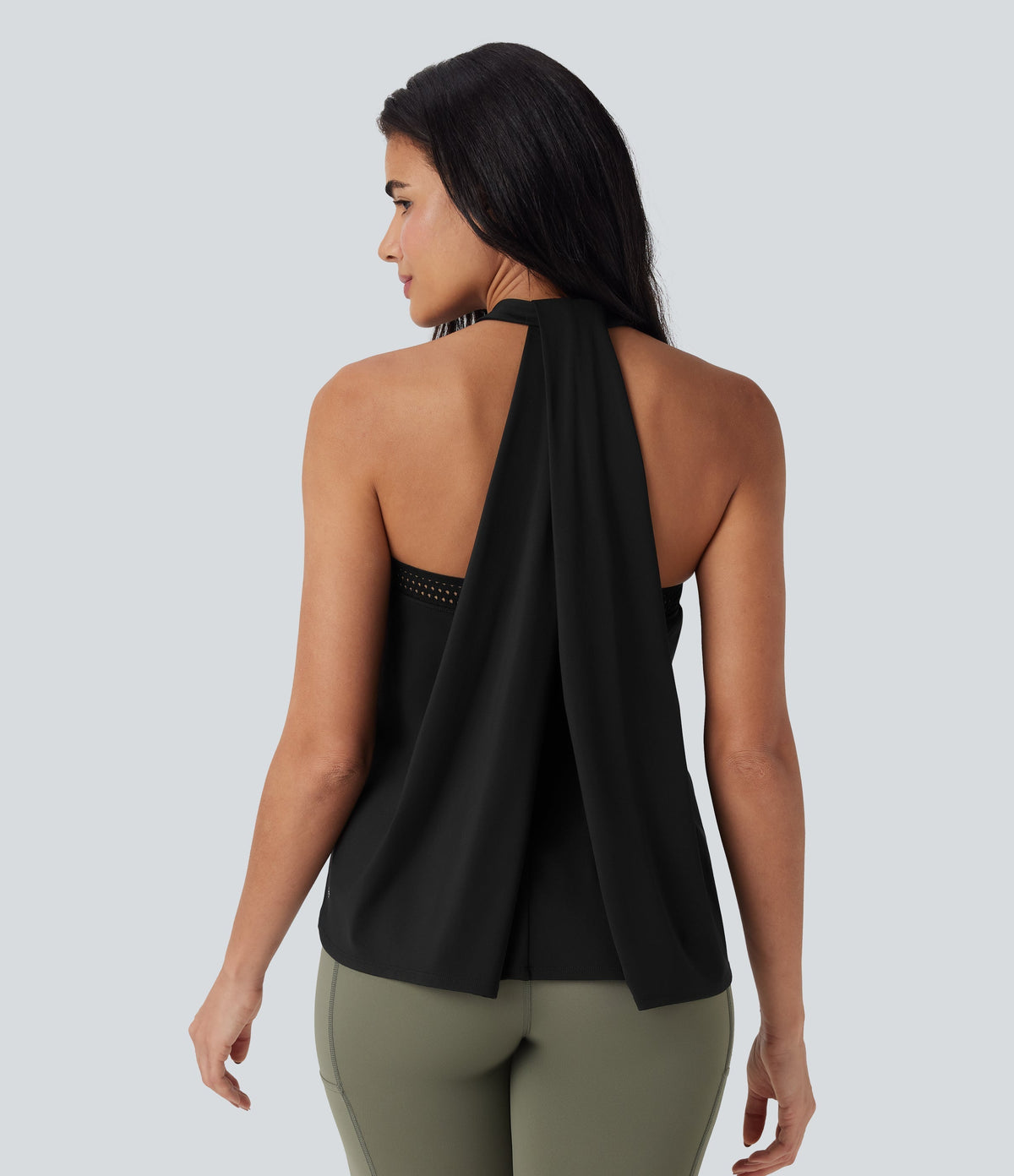SoftlyZeroTM Airy Halter Draped Cool Touch Yoga Top-UPF50+