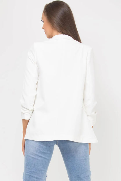 Ruched Sleeve Blazer Cream