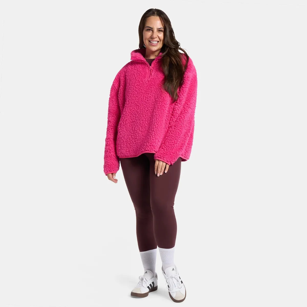 OHS Zip Fleece Soft Warm Cosy Outdoor Teddy Sherpa Long Cuff Sleeve Relaxed Fit Pull Over Hoodie Jacket Coat for Adults Kids