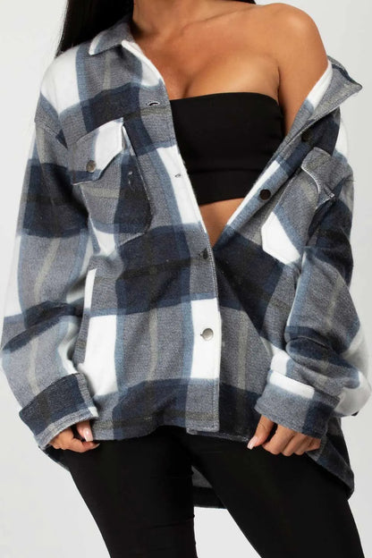 Green Check Oversized Shacket Shirt