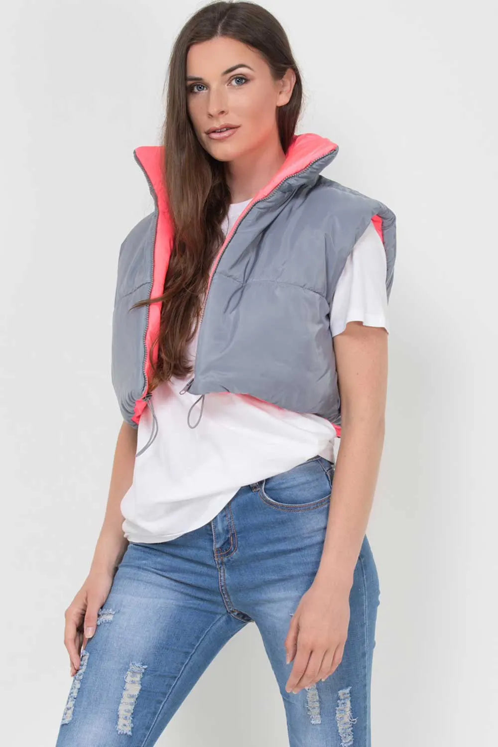 Cropped Gilet Grey Reversible