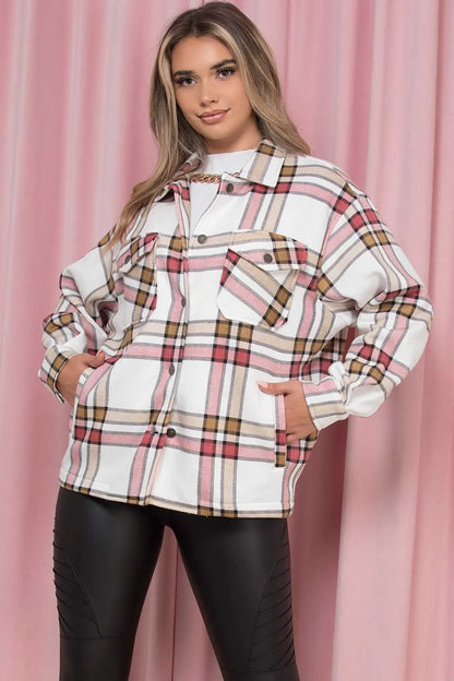 Oversized Shacket Shirt Stone Check