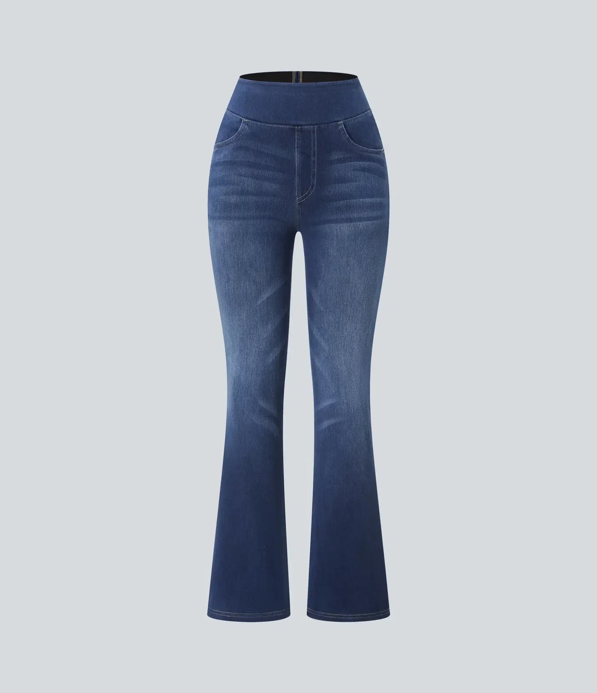 2026🔥FlexTM High Waisted Multiple Pockets Washed Stretchy Knit Casual Bootcut Jeans
