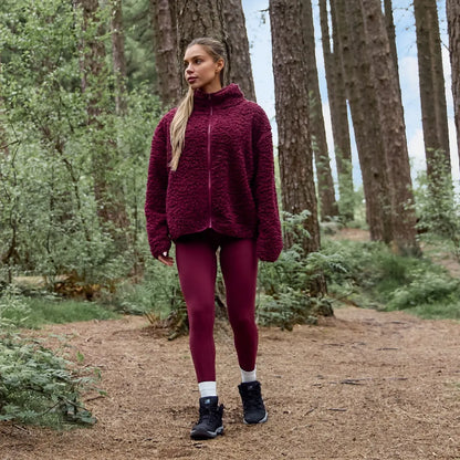 OHS Zip Fleece Soft Warm Cosy Outdoor Teddy Sherpa Long Cuff Sleeve Relaxed Fit Pull Over Hoodie Jacket Coat for Adults Kids
