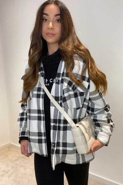 Oversized Shacket Shirt Black And White Check