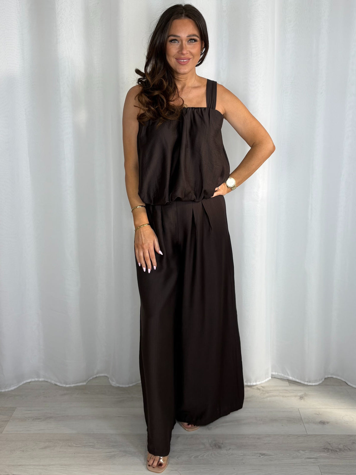 Balloon Style Thick Strap Top And Gathered Trouser Co-Ord (10 Colours)