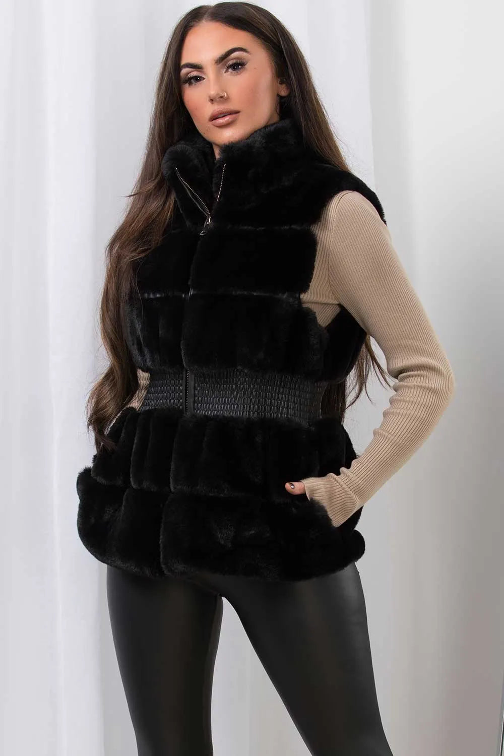 Faux Fur Gilet Black