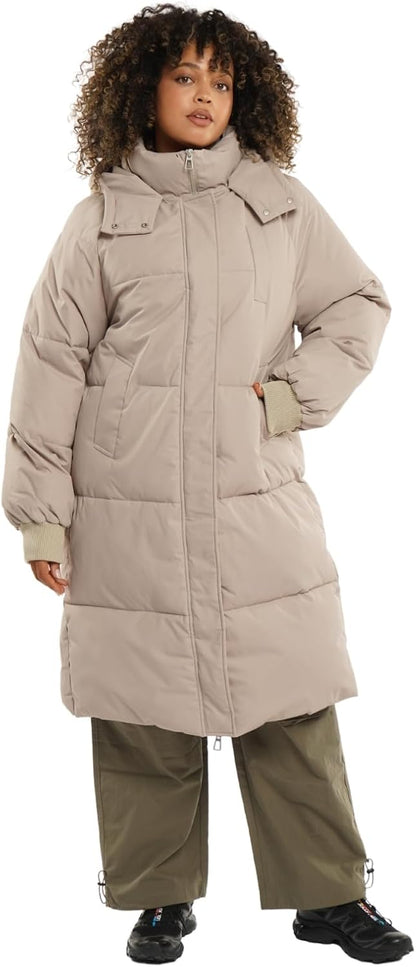 Long Puffer Jacket for Women,2024 Thickened Winter Coat Hooded with Deep Pockets, Ladies Warm Winter Jacket