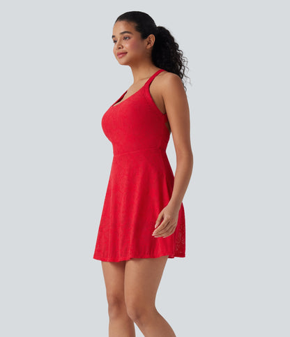 Lace 2-in-1 Mini Dance Active Dress with Pockets-Easy Peezy