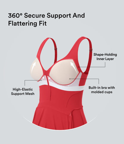 SoftlyZeroTM Plush Push-Up Molded Cups Zipper 2-in-1 Yoga Active Dress with Pockets-Easy Peezy-D/DD/DDD/F