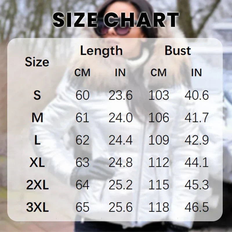 Women's casual warm large fur collar hooded jacket