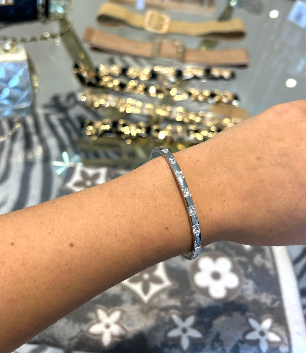 Square Diamante Bangle