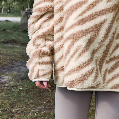 OHS Zip Fleece Soft Warm Cosy Outdoor Teddy Sherpa Long Cuff Sleeve Relaxed Fit Pull Over Hoodie Jacket Coat for Adults Kids