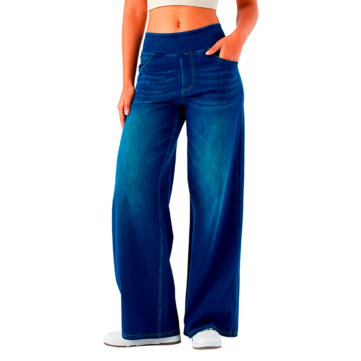 2026🔥FlexTM High Waisted Multiple Pockets Washed Stretchy Knit Casual Bootcut Jeans