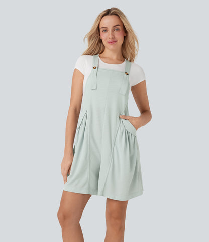 Waffle Casual Shortalls with Pockets