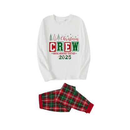 Christmas Making Memories Together Colorful Printed Red and Green Plaid Christmas Pajama Set