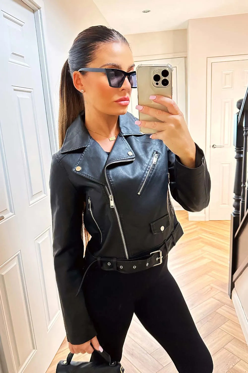 Faux Leather Jacket Black
