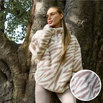 OHS Zip Fleece Soft Warm Cosy Outdoor Teddy Sherpa Long Cuff Sleeve Relaxed Fit Pull Over Hoodie Jacket Coat for Adults Kids