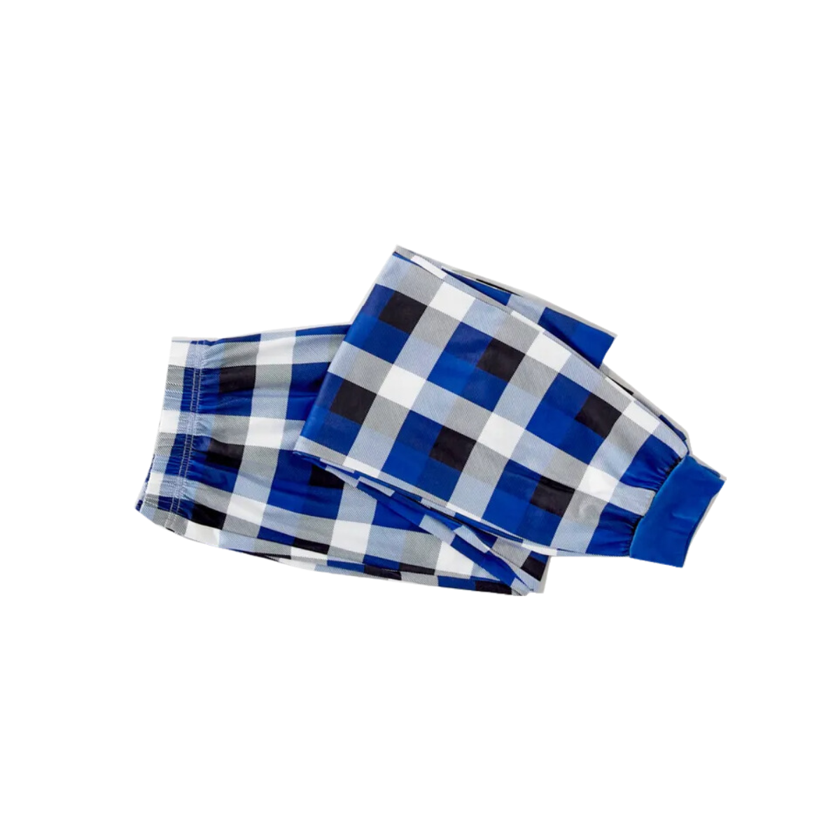 "2025 Family Christmas" Text Printed  Blue and White Plaid Family Matching Pajamas