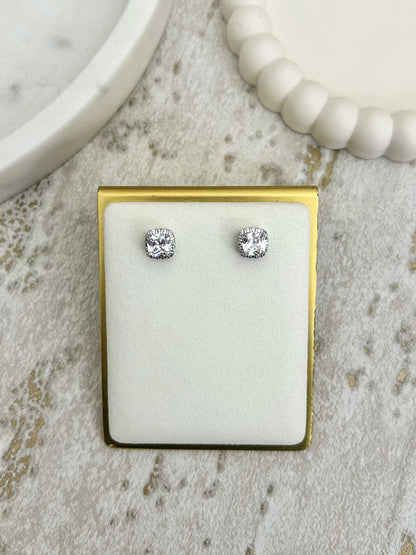 Square Gem Stud Earrings (2 Colours)