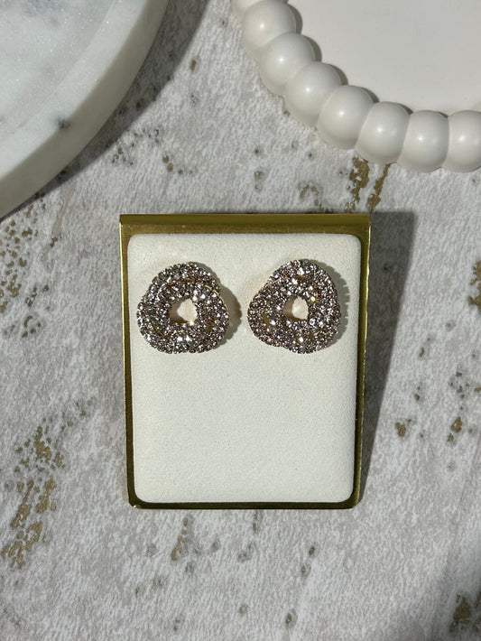 Interlock Circle Diamante Stud Earrings (2 Colours)