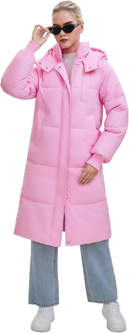 Long Puffer Jacket for Women,2024 Thickened Winter Coat Hooded with Deep Pockets, Ladies Warm Winter Jacket