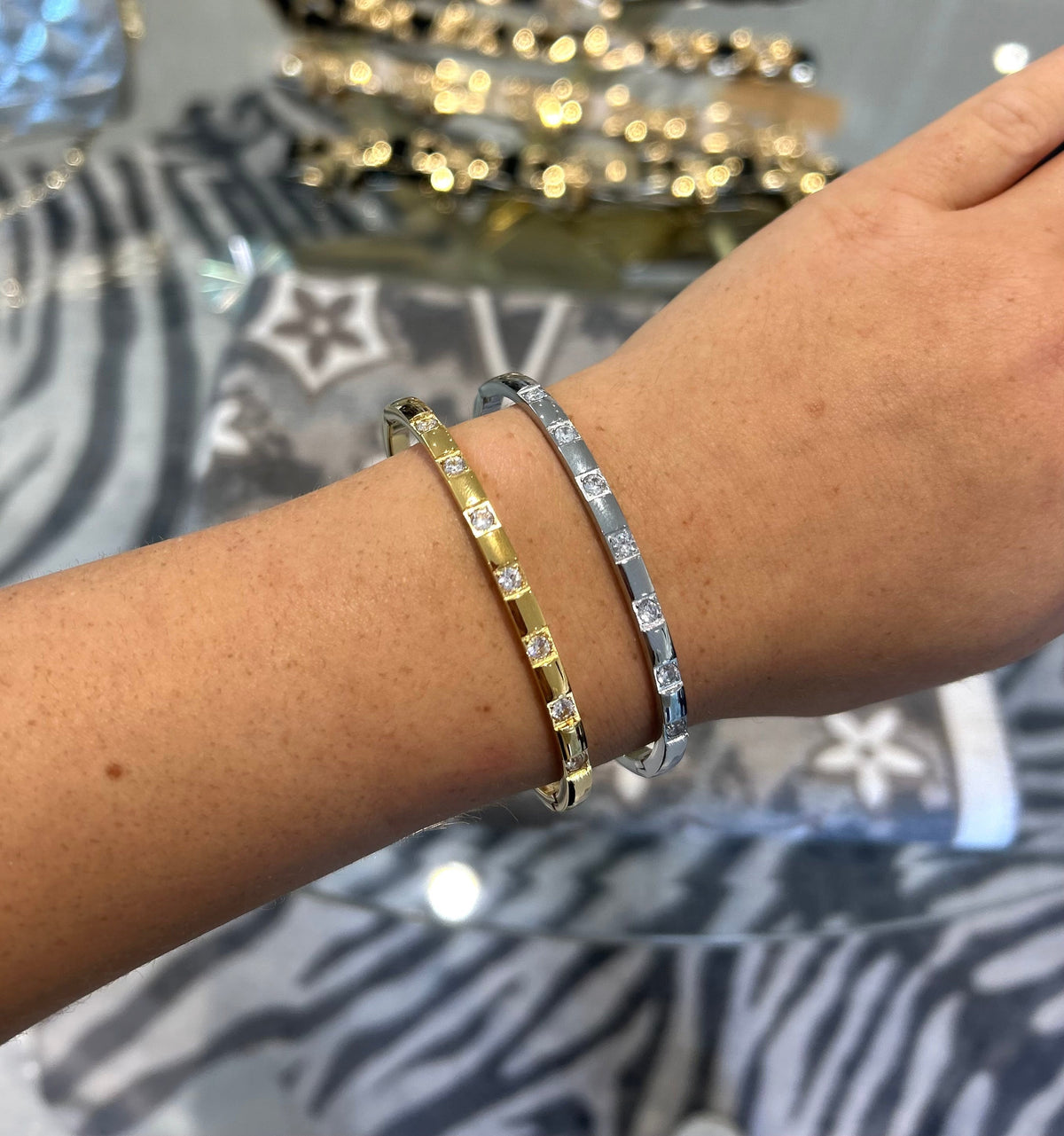 Square Diamante Bangle