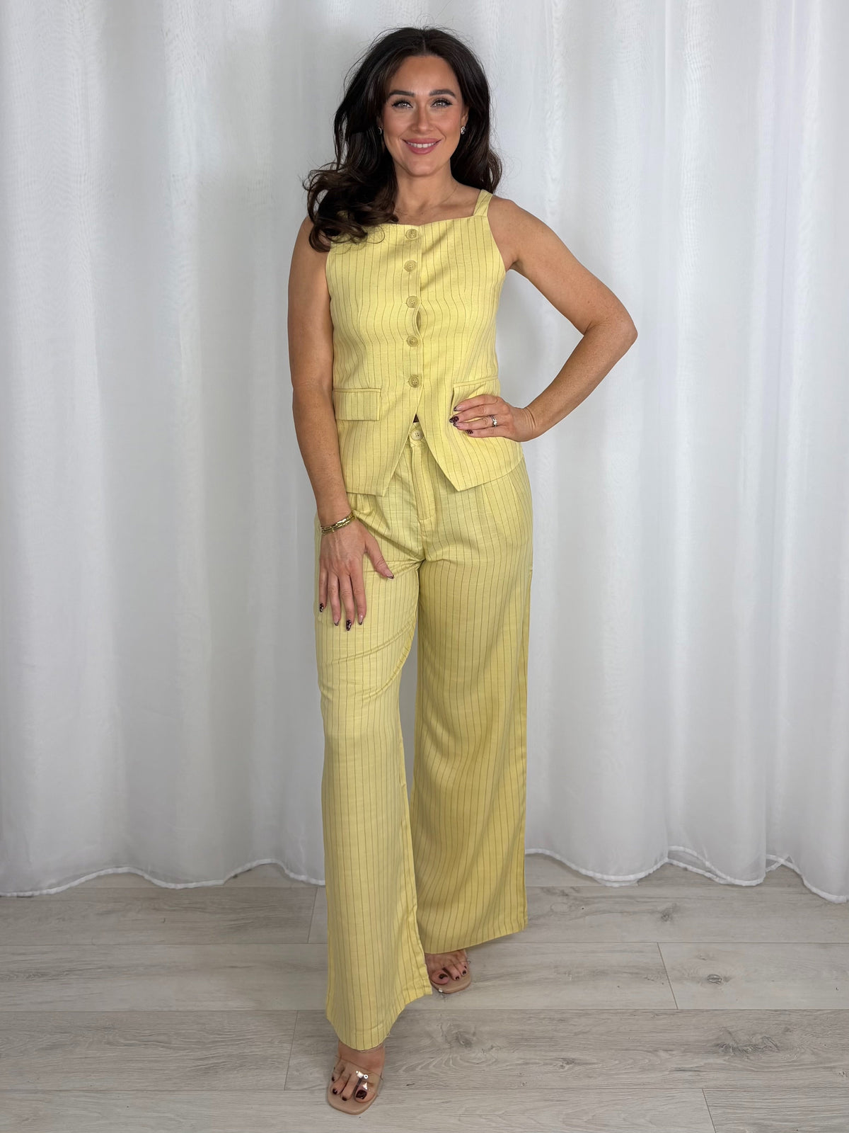 Pinstripe Waistcoat Top & Trouser Co-Ord (2 Colours)