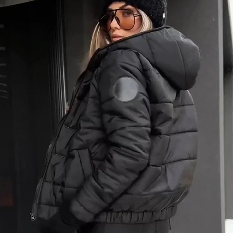 Damen lässige, warme Jacke mit Kapuze