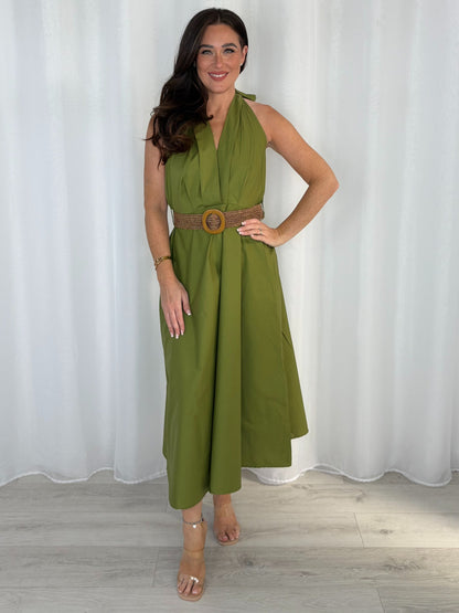 Woven Belt Strap Midi Dress (5 Colours)