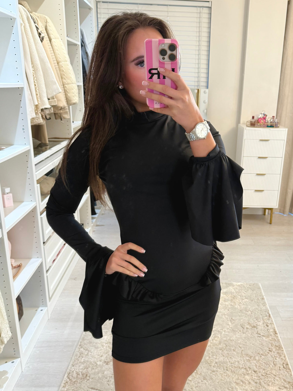 Long Sleeve Frill Mini Dress (2 Colours)