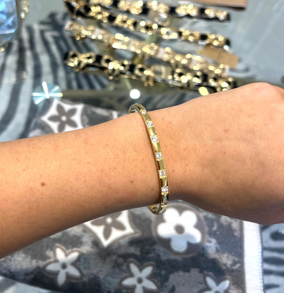 Square Diamante Bangle