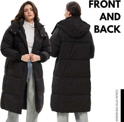 Long Puffer Jacket for Women,2024 Thickened Winter Coat Hooded with Deep Pockets, Ladies Warm Winter Jacket