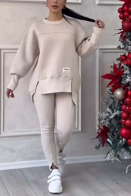 Ladies' Irregular Print Sweatshirt and Leggings Set