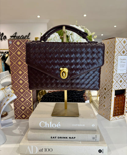 Woven Square Interlock Gold Buckle Bag (5 Colours)