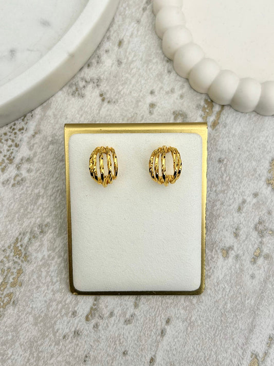 Gold 5 Twist Hoop Earrings