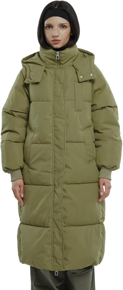 Long Puffer Jacket for Women,2024 Thickened Winter Coat Hooded with Deep Pockets, Ladies Warm Winter Jacket