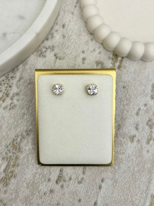 Square Gem Stud Earrings (2 Colours)