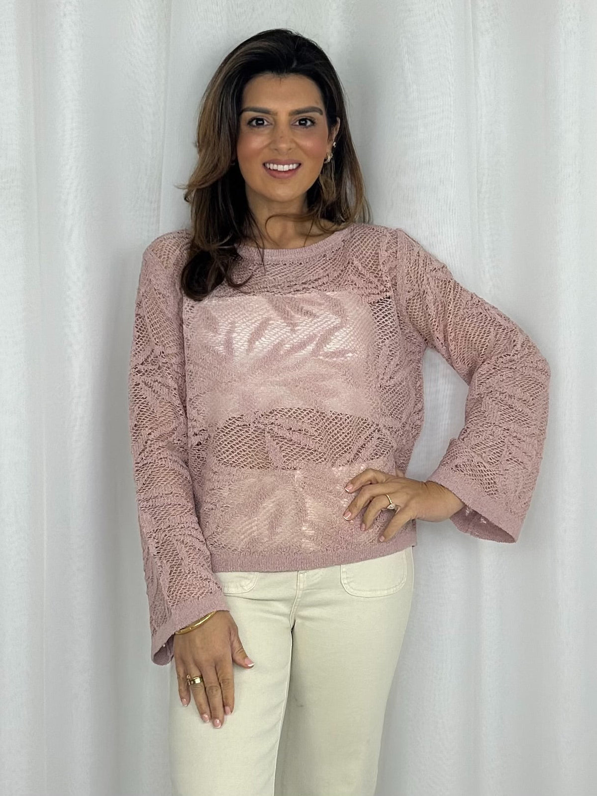Oversized Mesh Leaf Crochet Design Jumper (4 Colours)