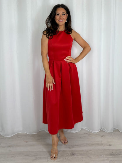 Sleeveless High Neck Pleated Dress (2 Colours)
