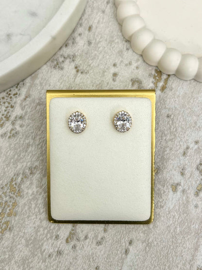 Diamanté Large Stone Stud Earrings (2 Colours)