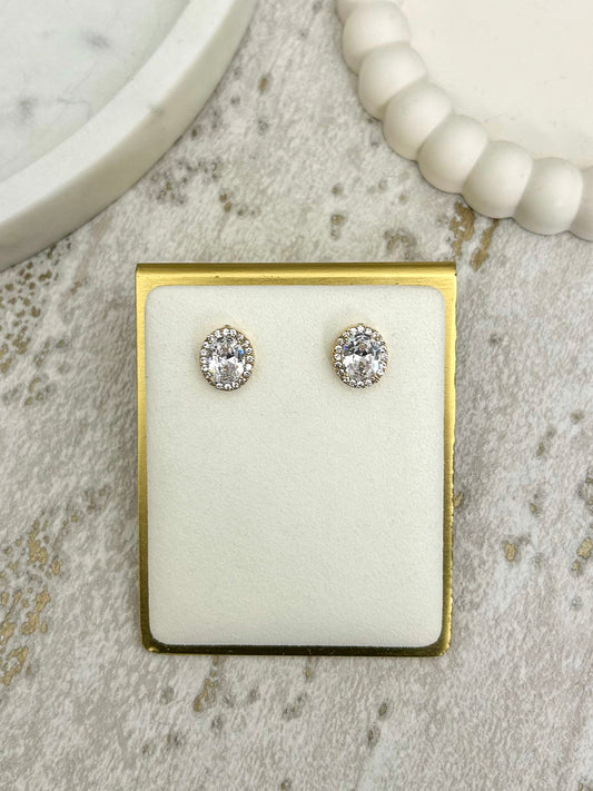 Diamanté Large Stone Stud Earrings (2 Colours)