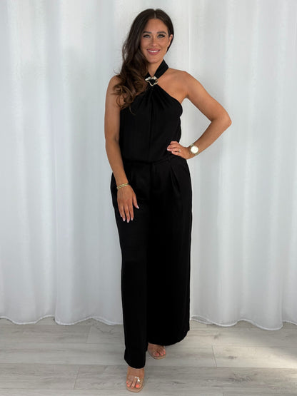 Gold Buckle Racer Cut Top And Wide Leg Trouser Co-Ord (3 Colours)
