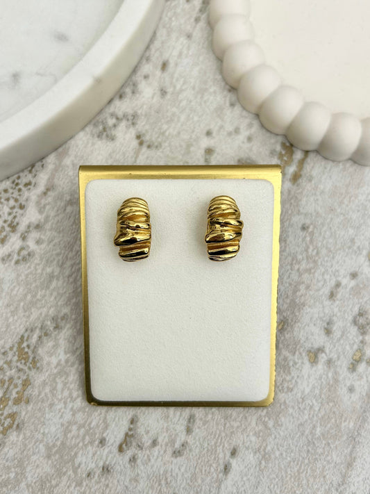 Gold Croissant Chunky Stud Earrings