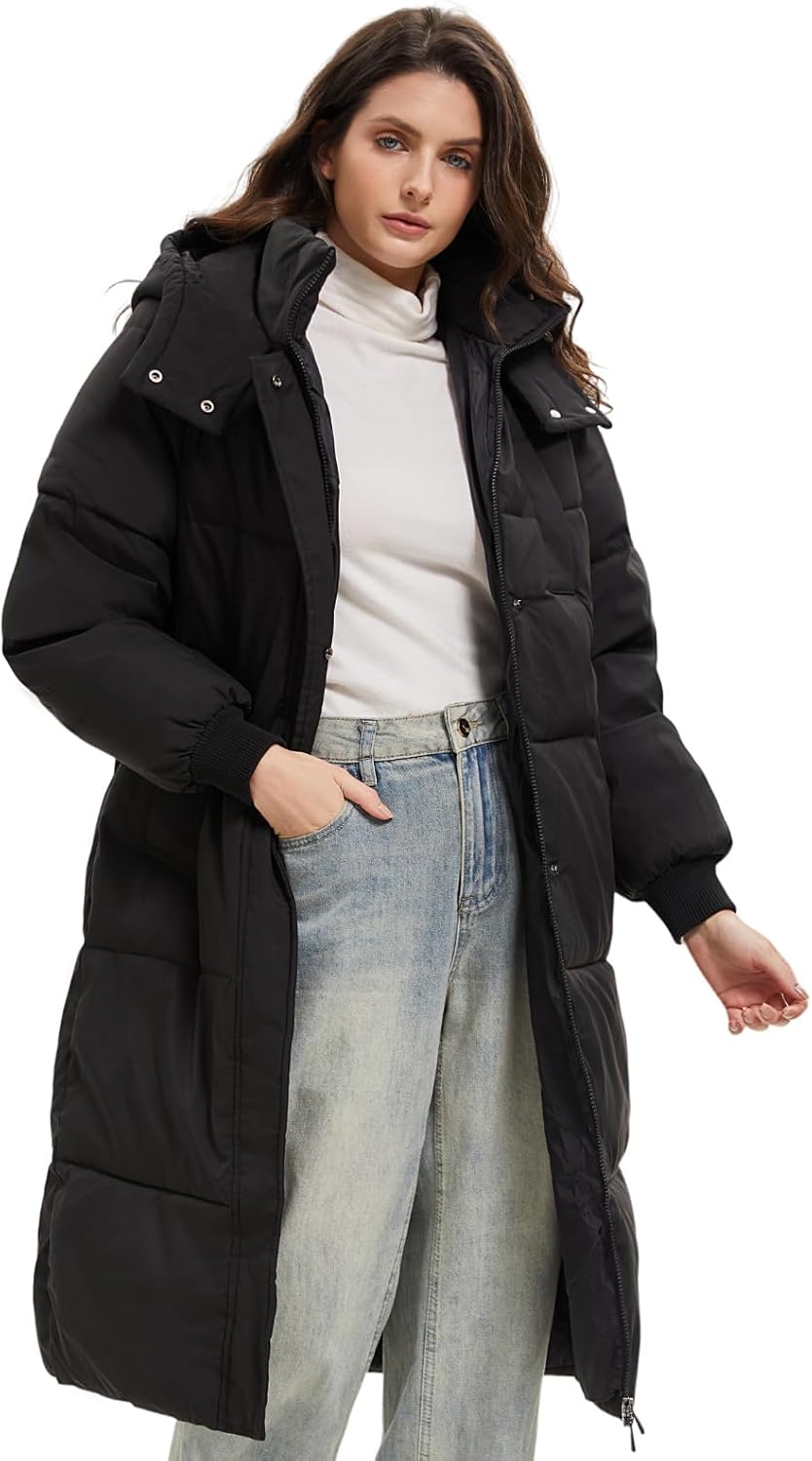 Long Puffer Jacket for Women,2024 Thickened Winter Coat Hooded with Deep Pockets, Ladies Warm Winter Jacket