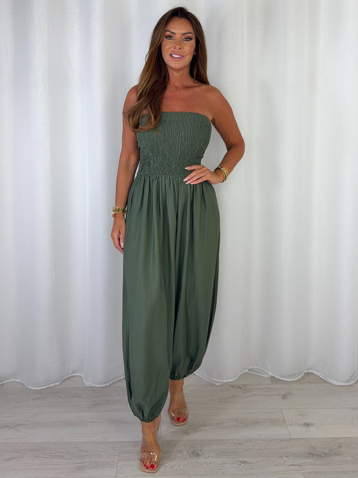Smocked Bandeau Hareem Trouser Jumpsuit (4 Colours)