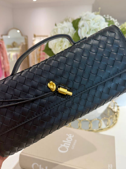 Woven Rectangle Envelope Gold Rod Fasten Clutch Bag (15 Colours)